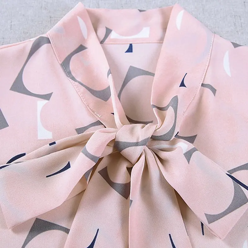 Женские рубашки INWPLLR шифоновые Блузы с принтом женские блузы бантом и длинным