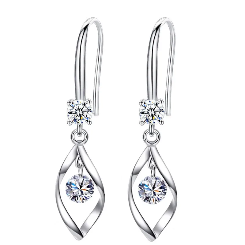 

Fashion Cubic Zirconia Earrings for Women White Gold Color Hanging Drop Earrings Engagement Wedding Female Jewelry Gifts