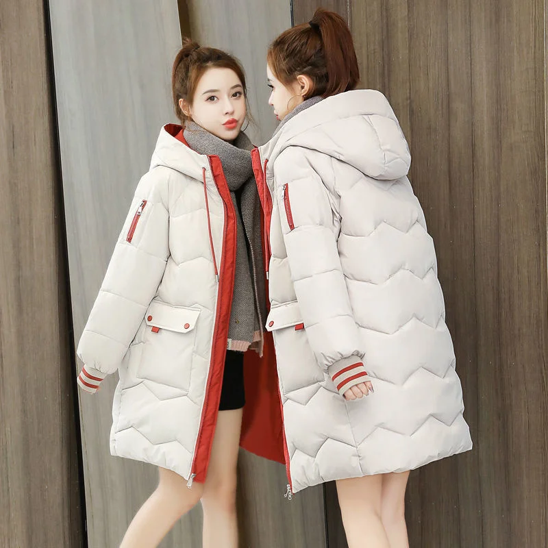 

Plus Big Size Parka Feminina Women Winter Puffer Coat Goth Streetwear Long Puffy Jacket Hat Female Coats Outerwear Snow Wear