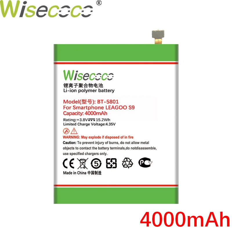 

WISECOCO 4000mAh BT-5801 Battery For LEAGOO S9 Mobile Phone In Stock High Quality Battery+Tracking Number