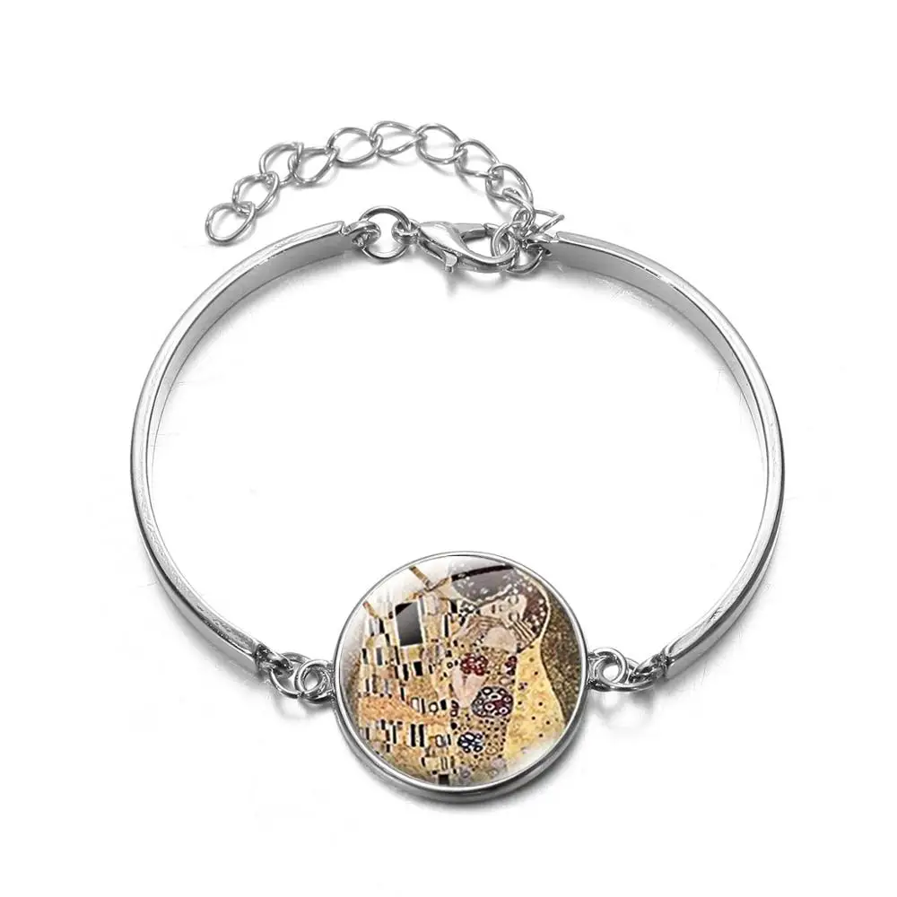 Браслет-цепочка со стеклянными камнями с изображением Густава Климта | Украшения