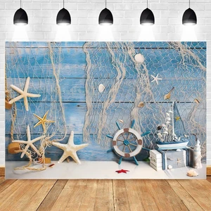 Yeele Sea Seaside Fishing Net Rudder Newborn Baby Shower Birthday Photography Backdrops Vinyl Photographic Background Photophone
