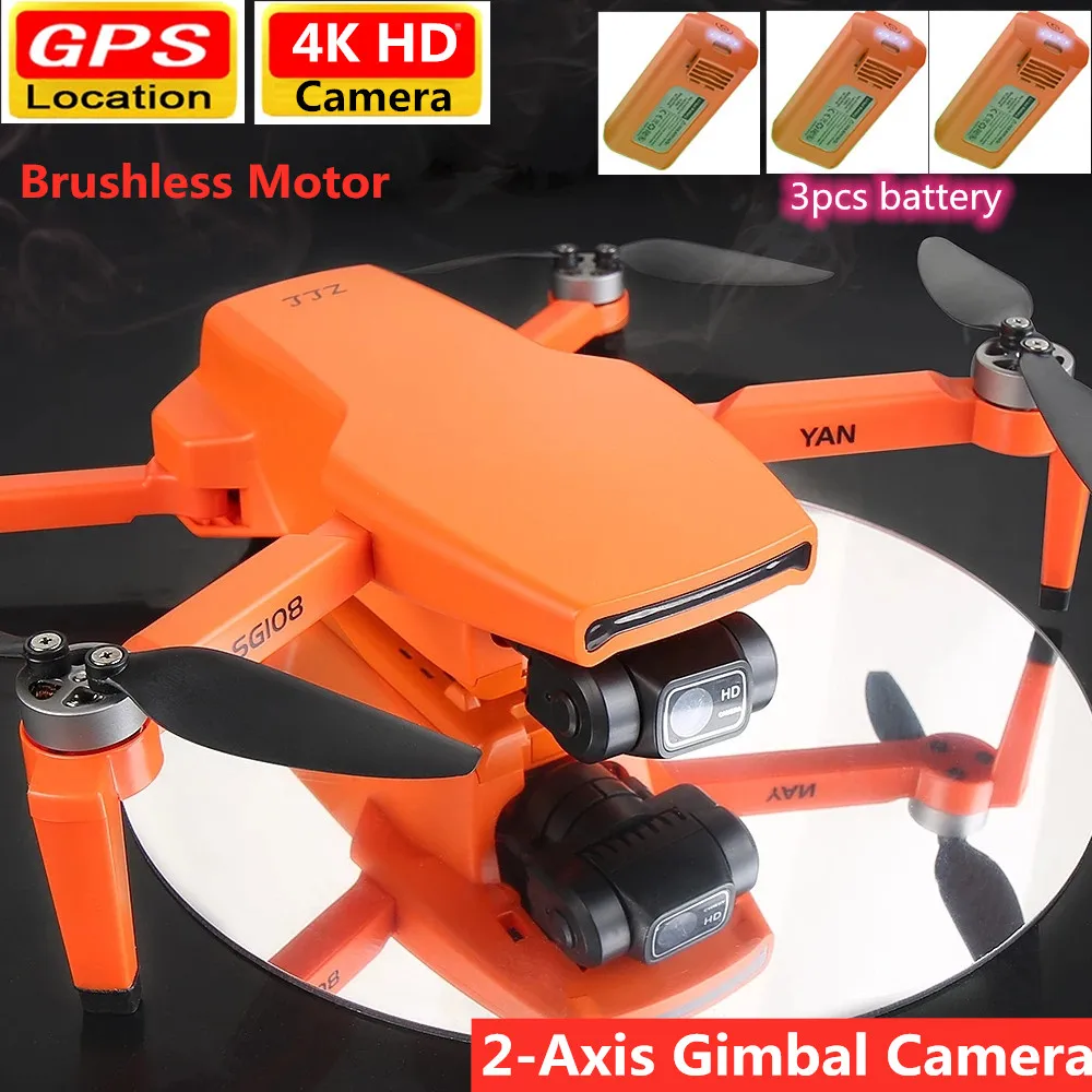 

5G 4K HD 2-Axis Gimbal Camera WIFI FPV Drone GPS Position Optical Flow Brushless 1.5KM RC Quadcopter With 3 Battery VS F9 SG108