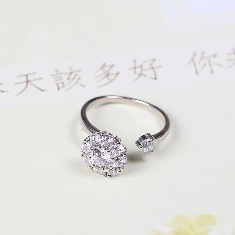 Bague Ringen Настоящее серебро 925 кольцо ювелирные изделия с созданным круглым муассанитом драгоценный камень регулируемый палец ювелирные изделия свадебный подарок