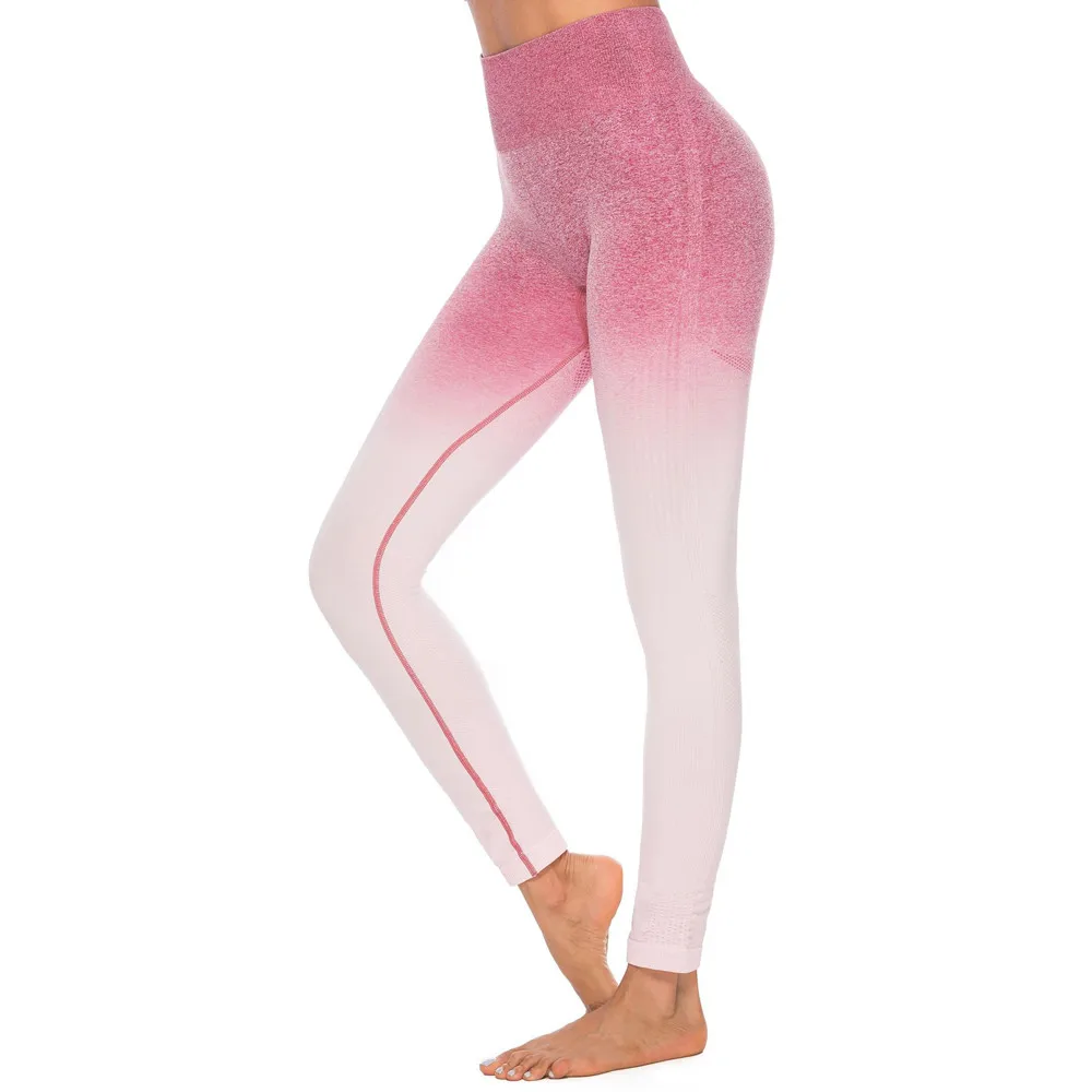 Hot Pink 2 Женский спортивный костюм для тренировки, галстук-краска, принт, укороченный верхние леггинсы, фитнес, градиентный цвет, стильный комплект из двух предметов, топ и штаны - Цвет: Hot Pink 2