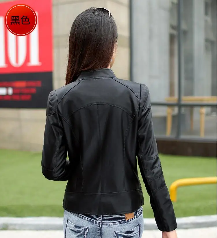 

Spring Hot 2021 Autumn Brand New Women Jacket Long Sleeve Zipper Short Slim Lapel Female Leather Coat Motorcycle Jackets
