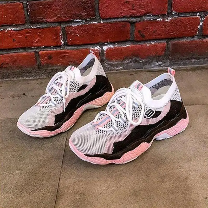 

Women Casual Shoes Sneakers Breathable Air Mesh Walking Flat Shoes Lace Up Sneakers Women Tenis Feminino Vulcanized Shoes