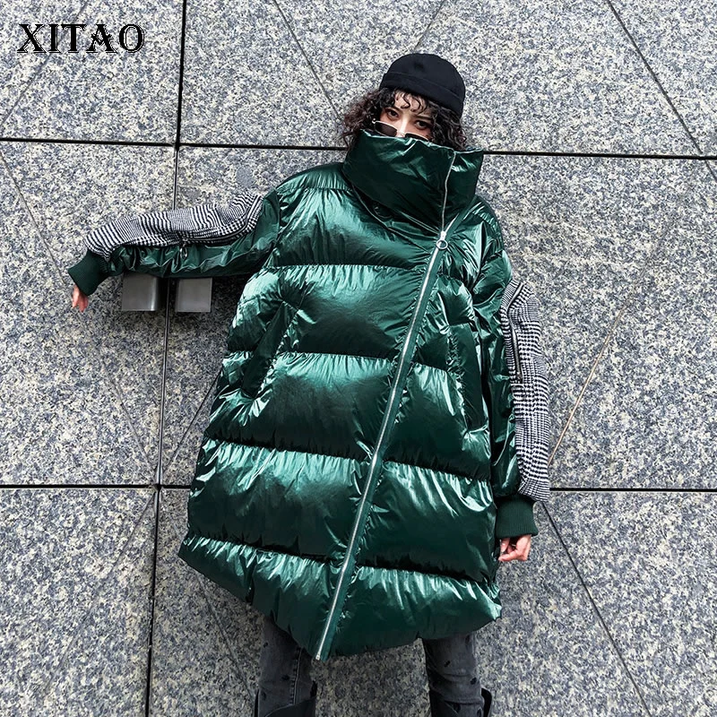 XITAO Длинная женская парка модная новинка 2019 зимняя пэтчворк карман богиня веер