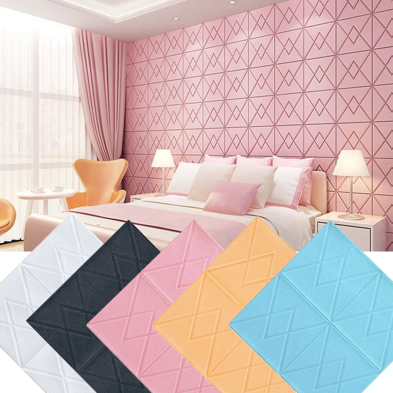 

3D Wall Sticker Rhombus Soft Bedroom Decoration Waterproof Self Adhesive Wallpaper for Living Room Kitchen TV Backdrop