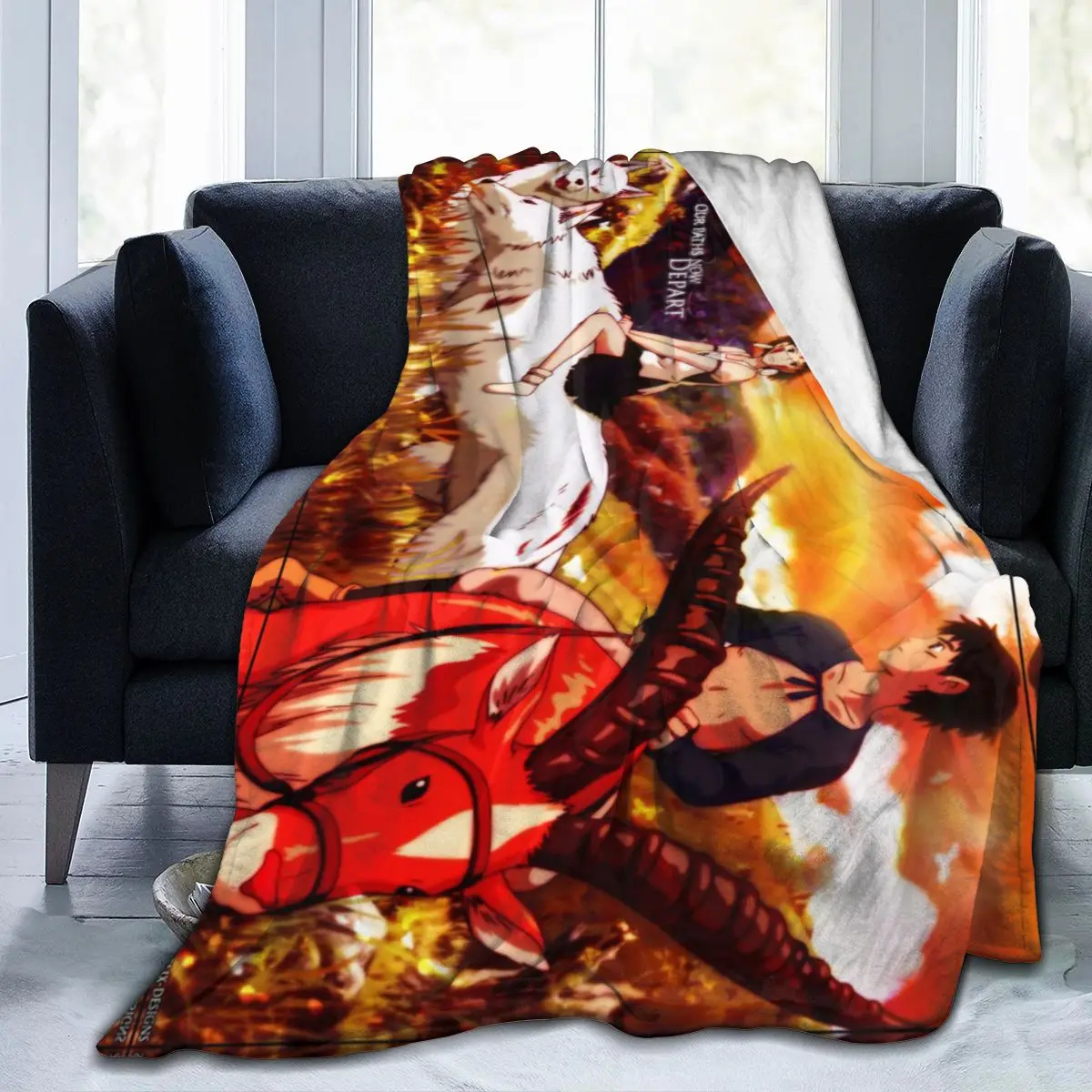 

Супермягкое Фланелевое Флисовое одеяло с 3D принтом в стиле принцессы Мононоке, покрывало для дивана, украшение для дома, мультяшное унисекс