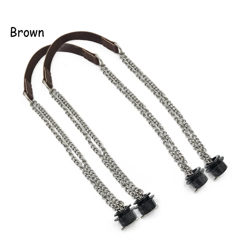 Silver Brown 1 пара кожаных плоских ручек Superfiber с двойной металлической цепочкой для O Bag для EVA Obag, аксессуары для женских сумок - Цвет: Silver Brown