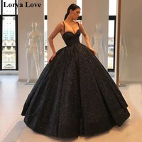black ball gown quinceanera dresses 2020 new women formal party night evening dress spaghetti straps elegant sequined prom dress