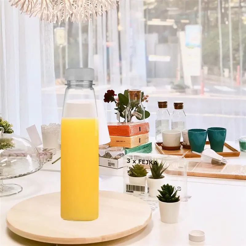 

10pcs 330ml Empty Beverage bottles Clear Juice Jars With Lids Storage Containers Plastic Beverage Juice Bottle Drinking Bottles