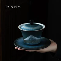 pinny 145ml retro ceramic landscape gaiwan traditional chinese pigmented tea tureen heat resistant kung fu tea bowl