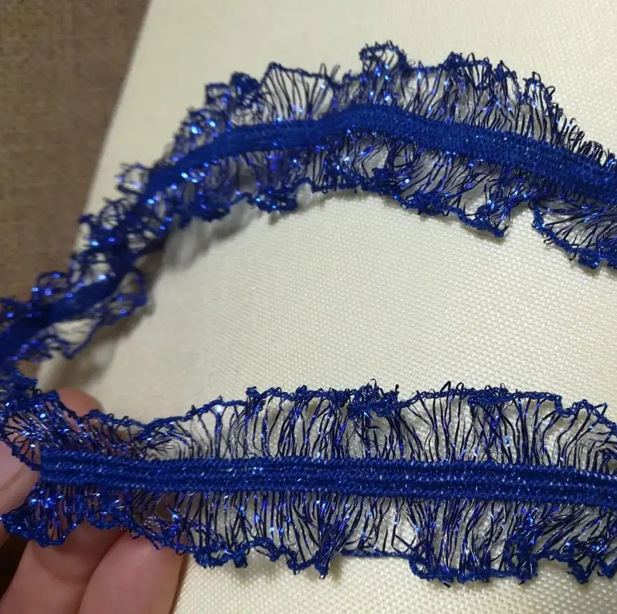 1 м новейшая эластичная кружевная ткань 2 5 см гипюр Королевского синего цвета