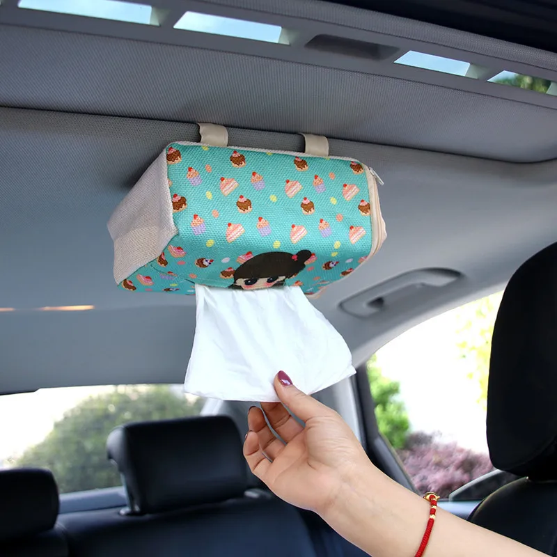 

Sunshade Paper Towel Box Cartoon Sunroof Paper Towel Box Cover Multi-functional Creative Chair Back Bag Car Tissue Box Car Acce