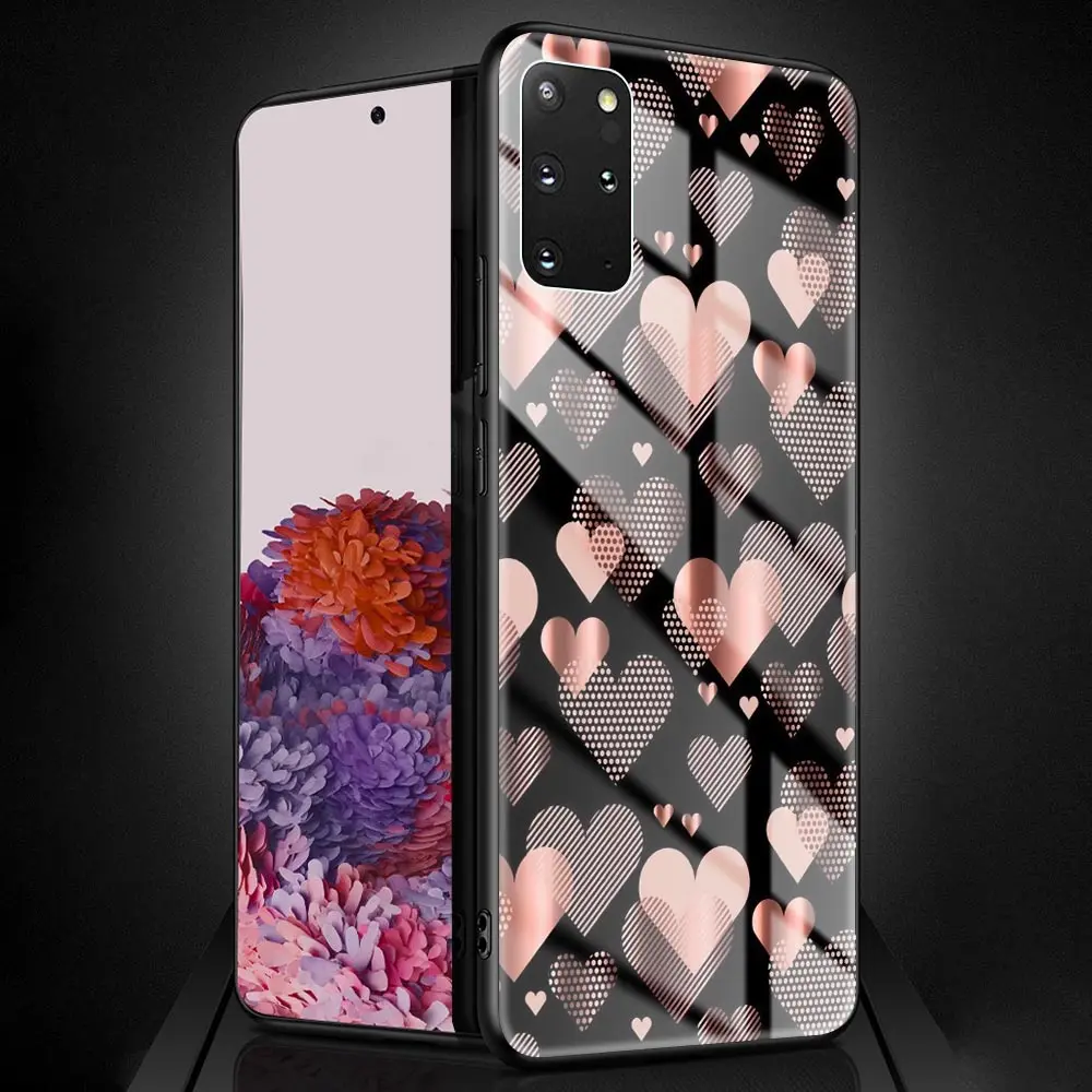glass case for samsung galaxy s20 fe s10 s9 s8 plus note 20 ultra 10 lite 9 8 phone cover shell cute love heart fashion capa free global shipping