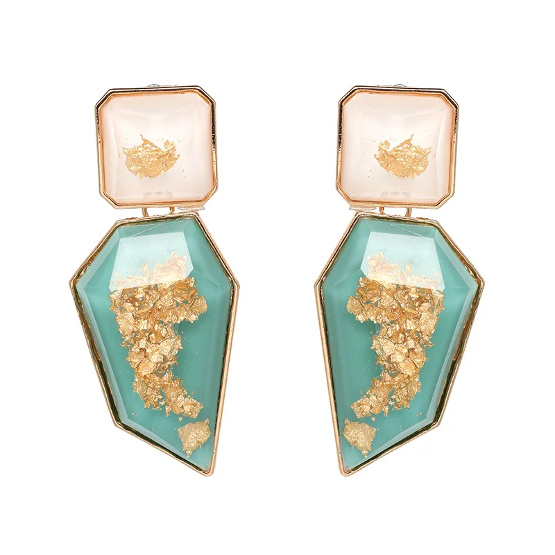 Новые Модные прозрачные акриловые висячие серьги из золотой фольги для женщин