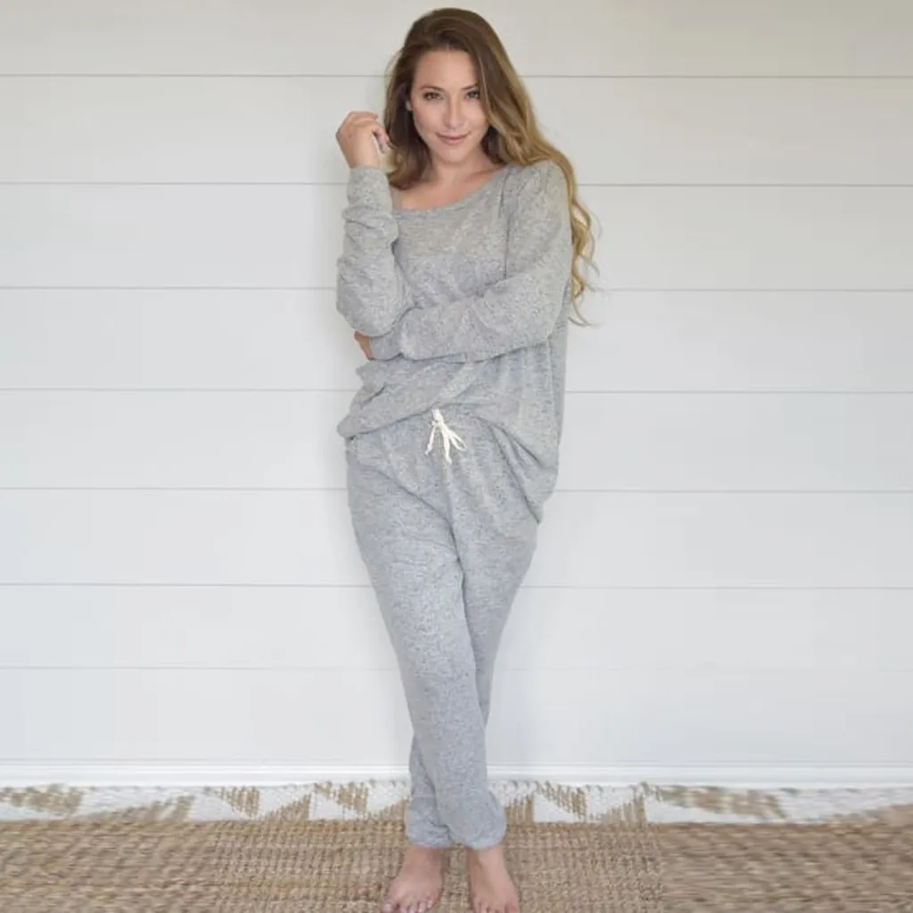 Женский спортивный костюм однотонный из 2 предметов со штанами одежда для отдыха