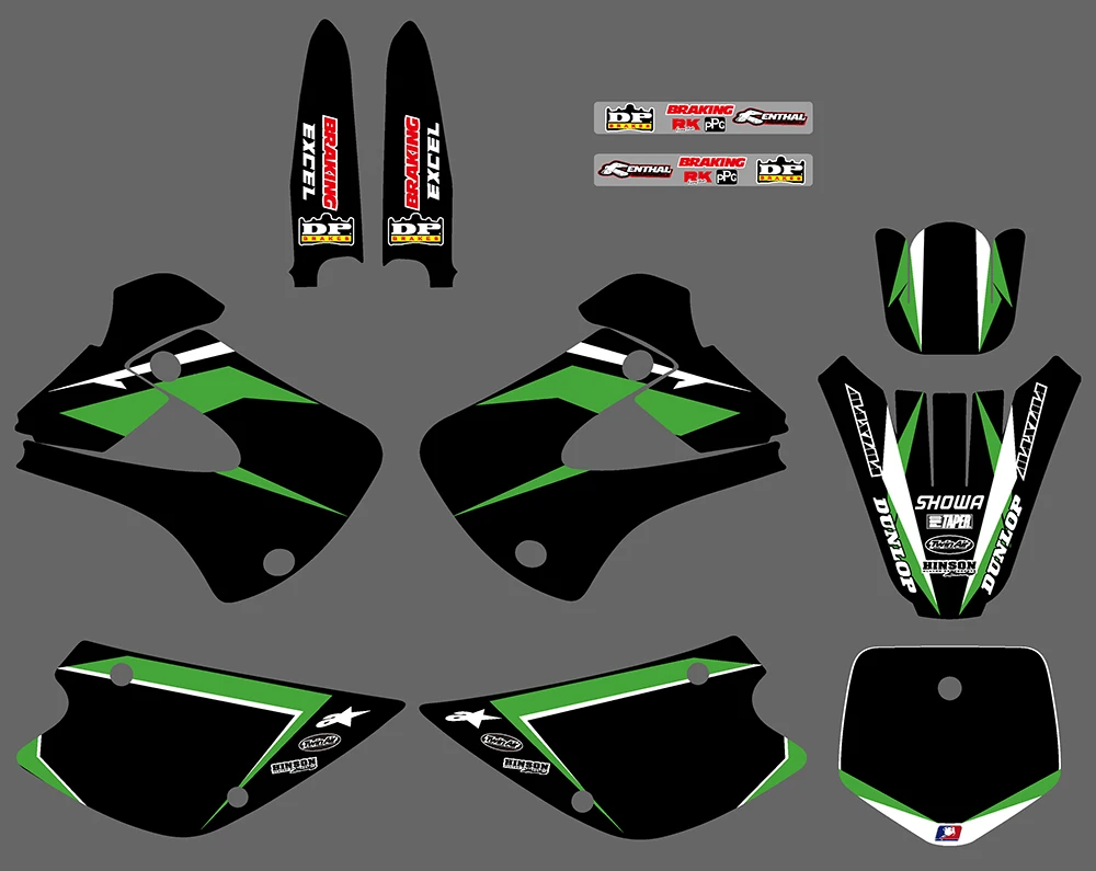 Графика и фон наклейка комплект для Kawasaki KX85 KX100 1998 2012 2011 2010 2009 2008 2007 2006 2005 2004 KX 85