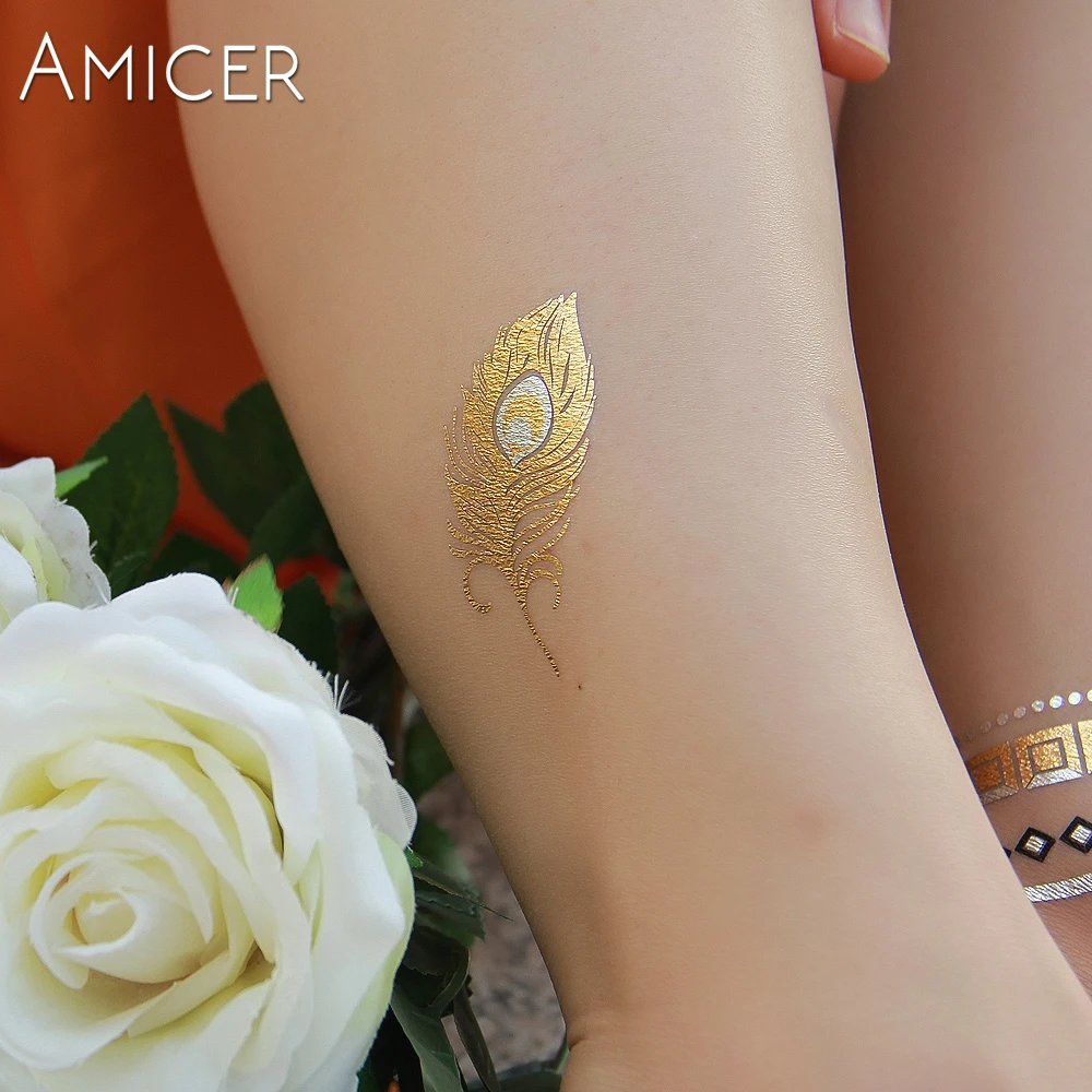 

New Metallic Gold Silver Body Art Temporary Tattoo Sexy Flash Sticker For Butterfly Pattern tatuagem