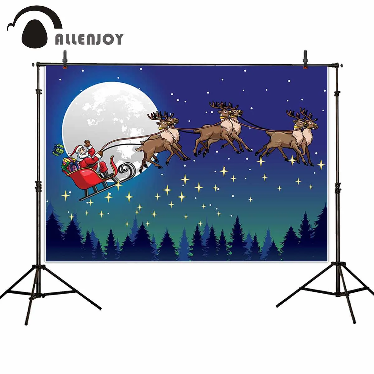 Фоны Allenjoy с зимней праздничной баннеры рождественским оленем Санта Клаус Луна