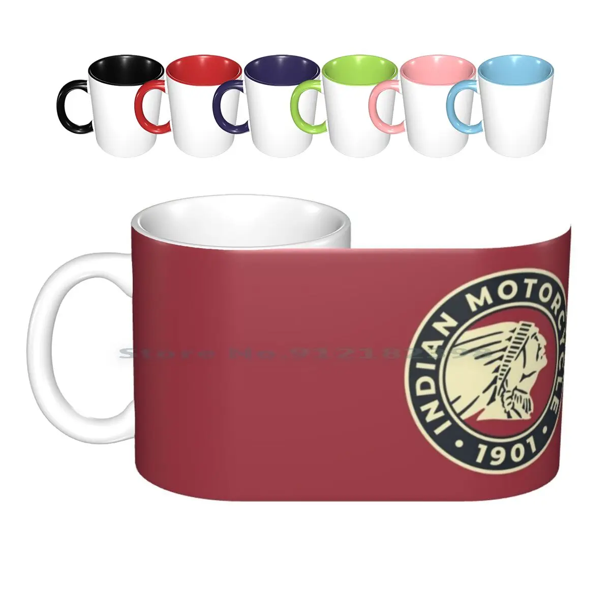 

1901-Round Custom Logo Ceramic Mugs Coffee Cups Milk Tea Mug 1901 Motorcycle Logo Company Garage Mancave Man Cave Isle Of Man