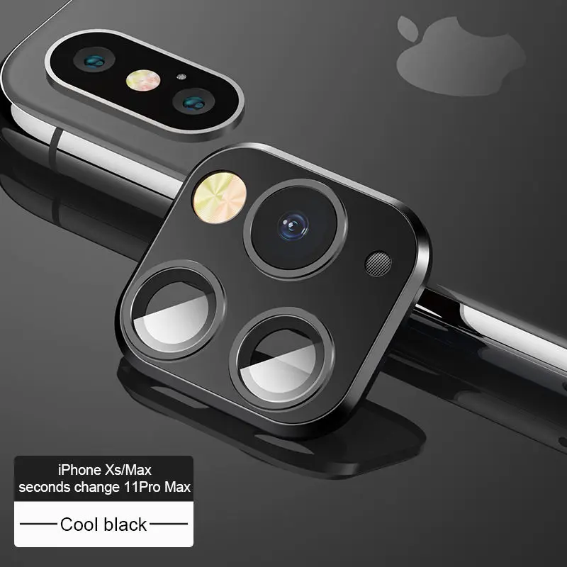 Сменный Чехол для iPhone 11 Pro Max, роскошное металлическое защитное кольцо для объектива камеры для iPhone X XS MAX, Защитная пленка для камеры - Цвет: Black