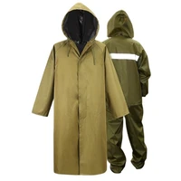 outdoor climbing hiking long raincoat adult camouflage rain coat pants set military raincoat poncho green rain jacket gift