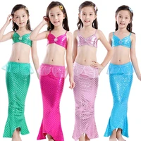 2020 new mermaid tail dress for girls little mermaid ariel dresses kids swimsuit bikinis summer carnival party clothes accessory