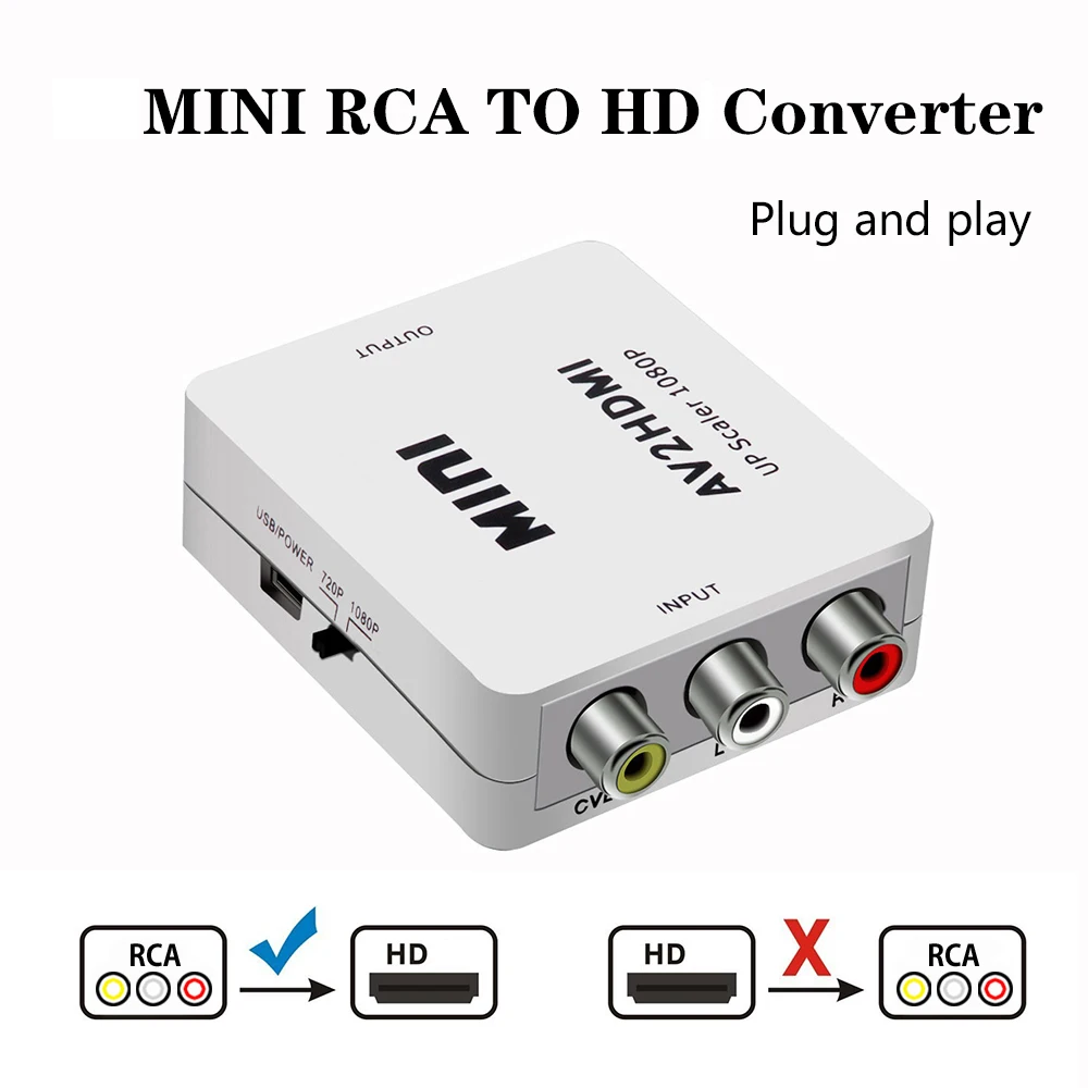 

AV/RCA CVBS to HDMI-compatible 1080P Video Converter MINI AV2HDMI Adapter Converter Box For HDTV Projector Set top box DVD