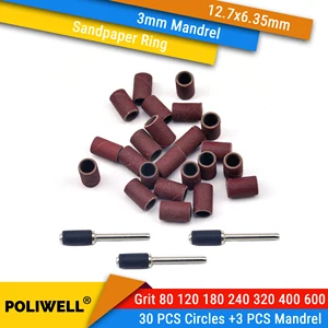 Наждачная бумага 30 шт., круги и оправки 3 мм, Шлифовальная головка, наждачная бумага, откидные колеса, полировальные ленты, электроинструменты, аксессуары