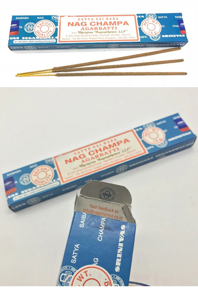 Satya Индийские благовония Nag Champa ладан палочка Саи Баба медитация домашний сандаловое дерево благовония E
