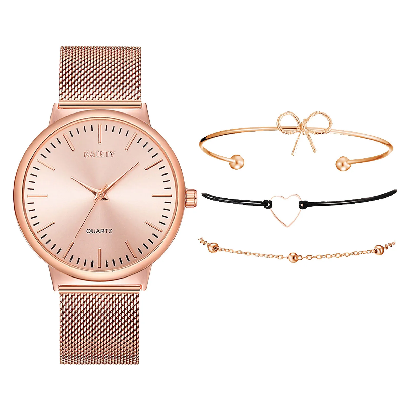 Модные трендовые женские часы Gaiety из розового золота новые корейские Набор
