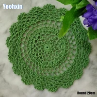 handmade flower cotton round placemat cup pan coaster mug kitchen wedding drink table place mat cloth lace crochet tea doily pad