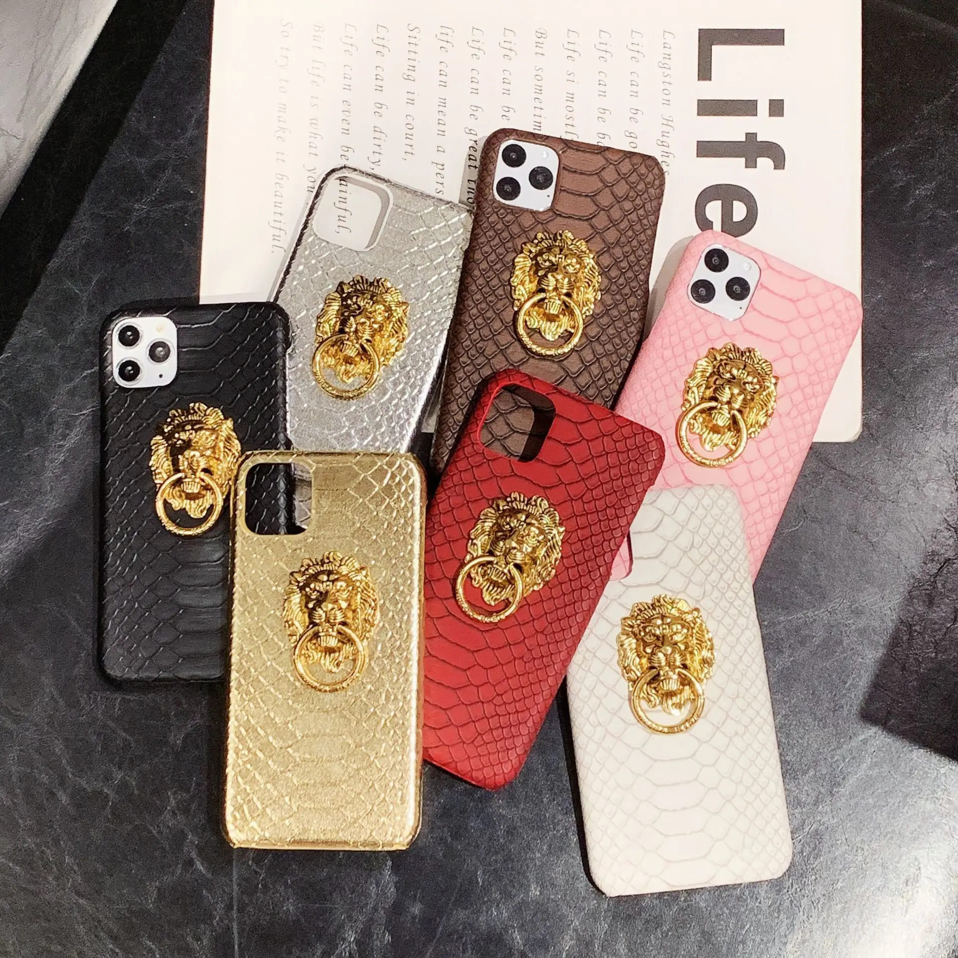 

2021 Lion Head Snake Pattern Ring Buckle Phone Case cover For iphone 12 pro max 11 8 7 6 s XR PLUS X XS SE 2020 mini Unisex