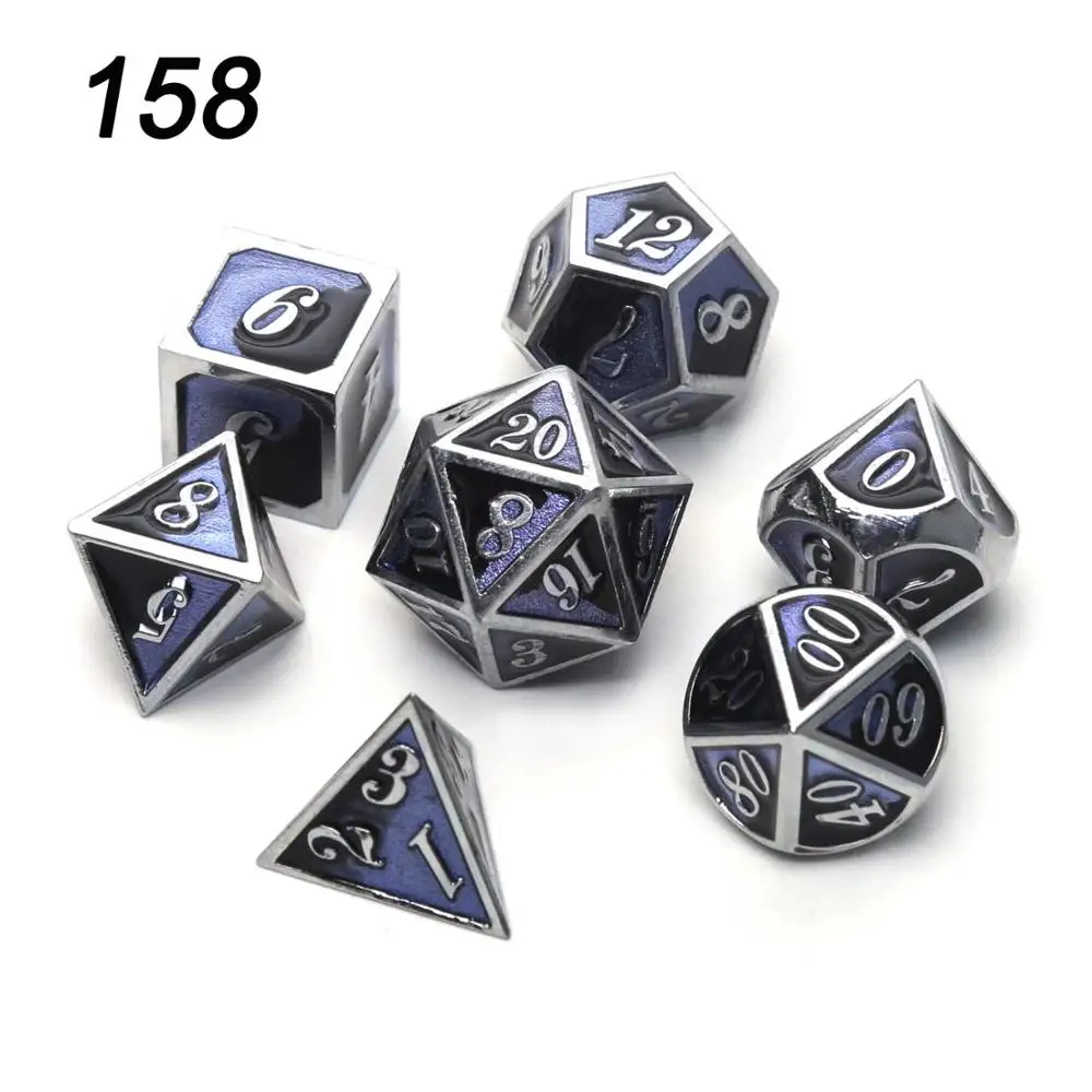 158 Chengshuo игральные кости DND Металл РГП набор многогранных подземелья и дракон черный настольные игры цинковый сплав цифровые кости шаблон d12 d20 - Цвет: 158
