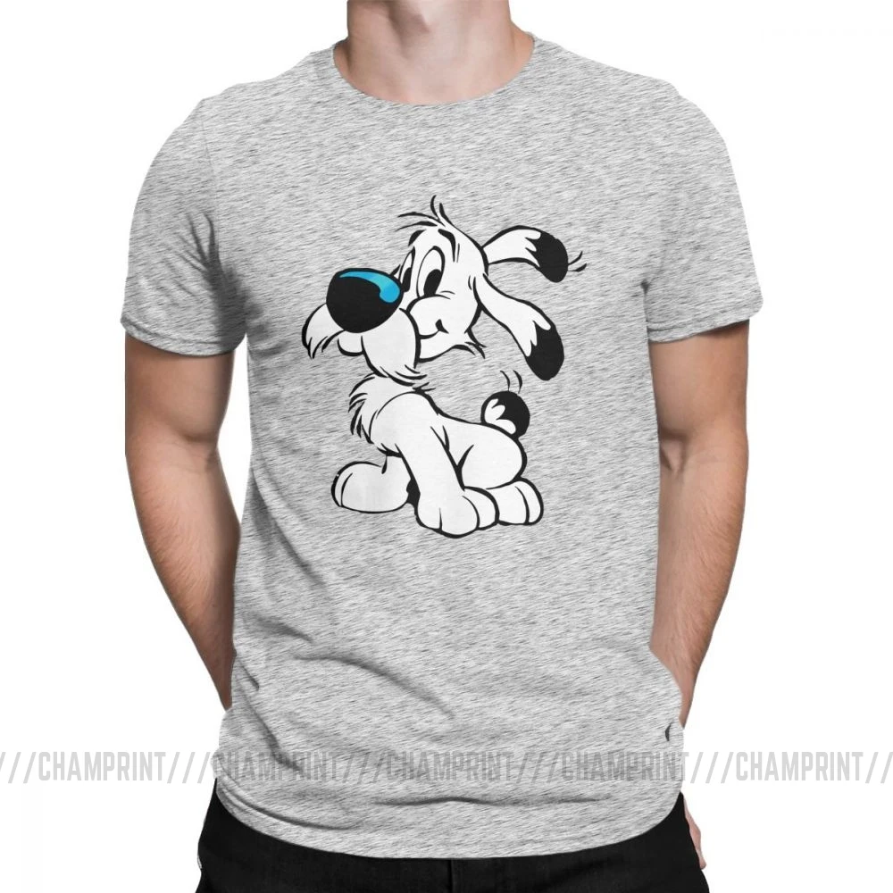 Мужские футболки Asterix And Obelix Новинка хлопковые футболки с коротким рукавом Dogmatix Idefix Ideafix Obelix футболка для собак топы размера плюс - Цвет: Серый