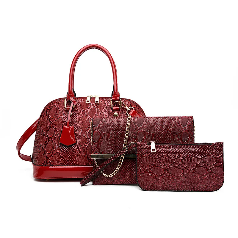 

2021 new ladies handbag fashion patent leather embossed shell bag PU woman bag