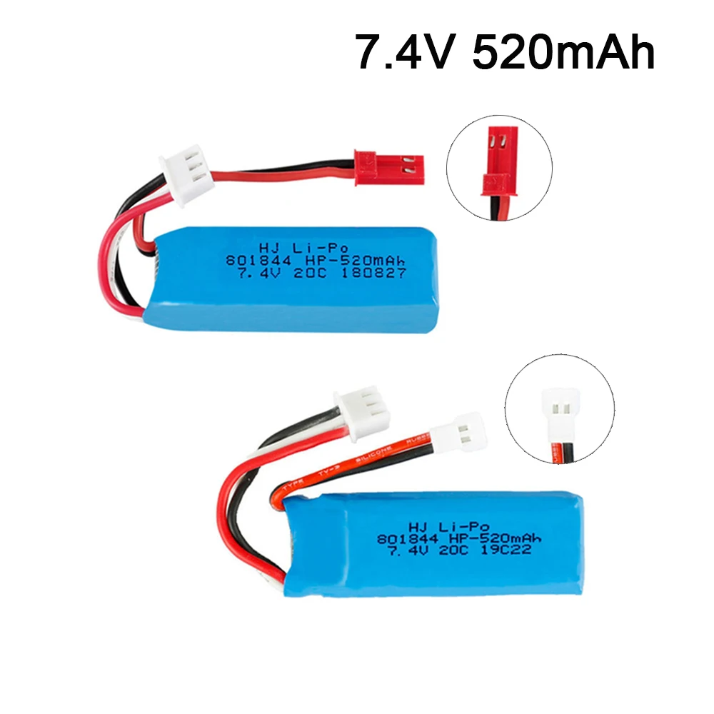 7,4 V 520mAh литий-полимерный Батарея для WLtoys K969 K989 K999 P929 P939 A202 A212 A222 A232 A242 A252 RC автомобиль для XKA600 части радиоуправляемого самолета