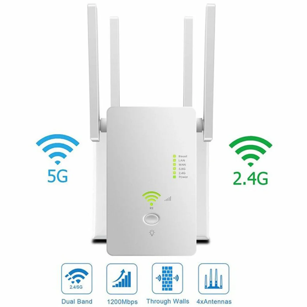 

Wifi Repeater Router Wireless Repetidor 5Ghz Wifi 1200Mbps Dual-Band 2.4/5G 4Antenna Wi-Fi Range Extender Wi-Fi Routers For PC