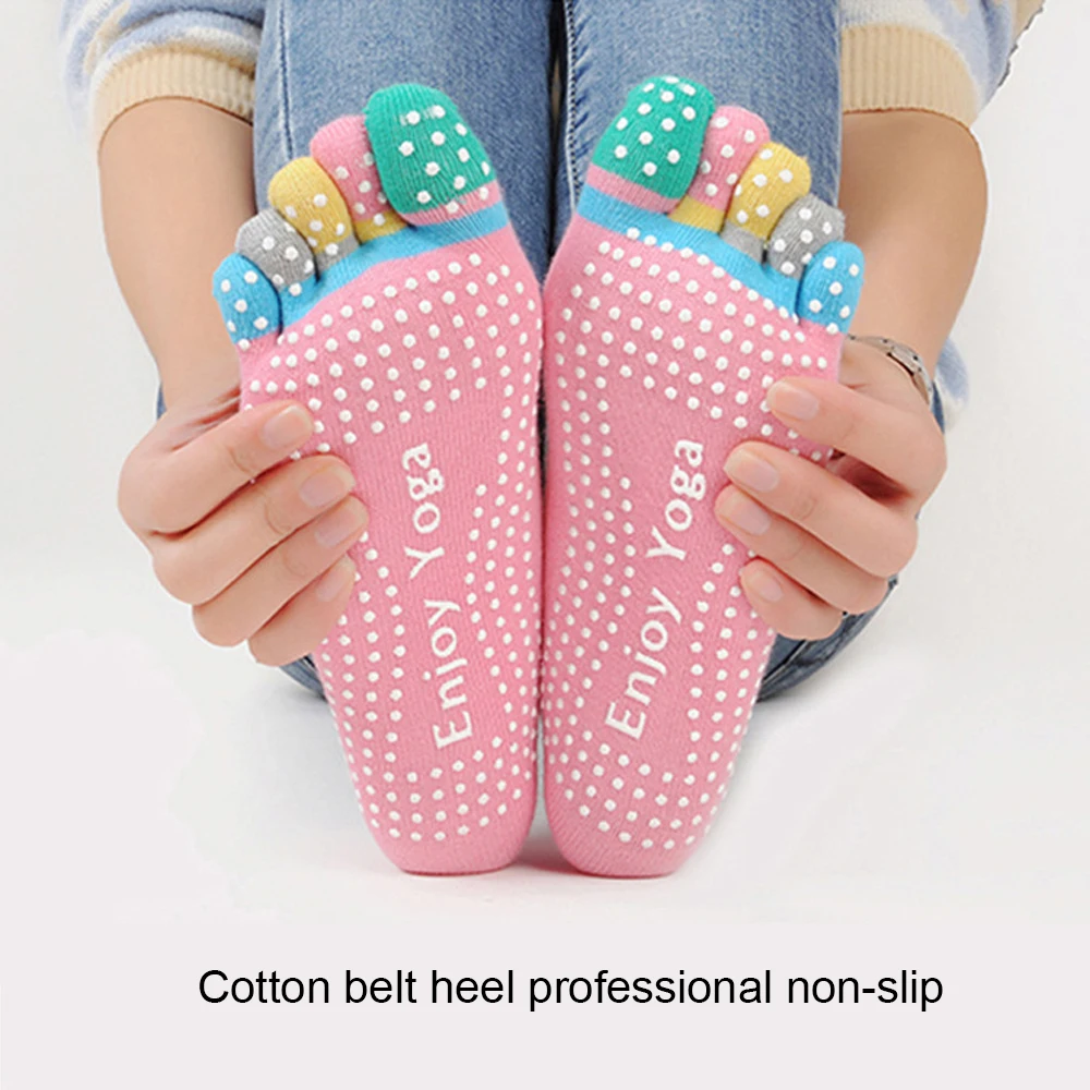

1 Pairs Colorful Women Yoga Socks Non-Slip Ladies Dance Socks Fitness Pilates Cotton sock Five-toed Ballet Socks