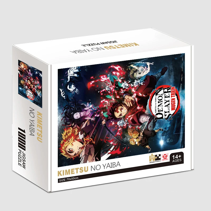 

New Jigsaw Puzzle Kimetsu No Yaiba Demon Slayer 1000 Pieces Rainbow Paper Box Gift Adult Decompression Anime Toy Game for Kids
