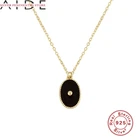 AIDE S925 стерлингового серебра висит черный масло падение ожерелье для женщин, маленький, ожерелье с круглой подвеской розовое золото ожерелье Bijoux Femme (украшения своими руками)