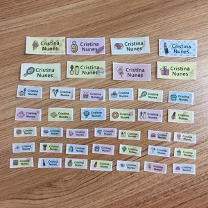 Модные этикетки с рисунком для девушек на заказ, наклейки с именем, персонализированные наклейки, бирки для одежды, водонепроницаемые тканевые наклейки для школьной формы