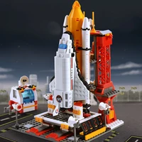 space shuttle launch center lunar lander model building blocks spaceship spaceport figure rocket bricks construction toys