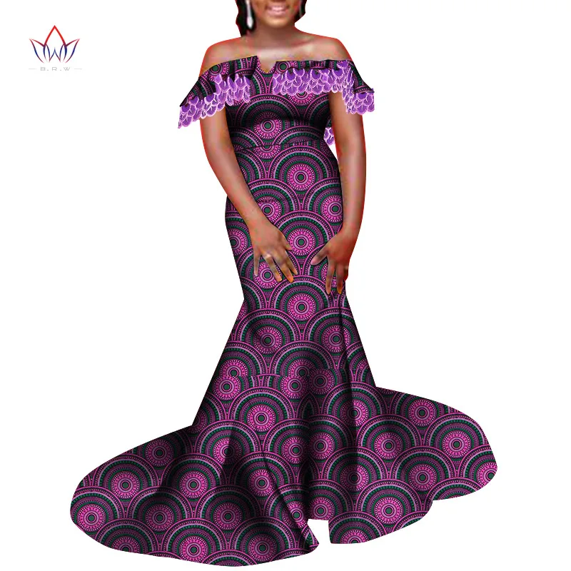 Customize BintaRealWax African Clothes for Women Off-shoulder Sleeveless Dress African Women Print Wax Dress Party WY8648