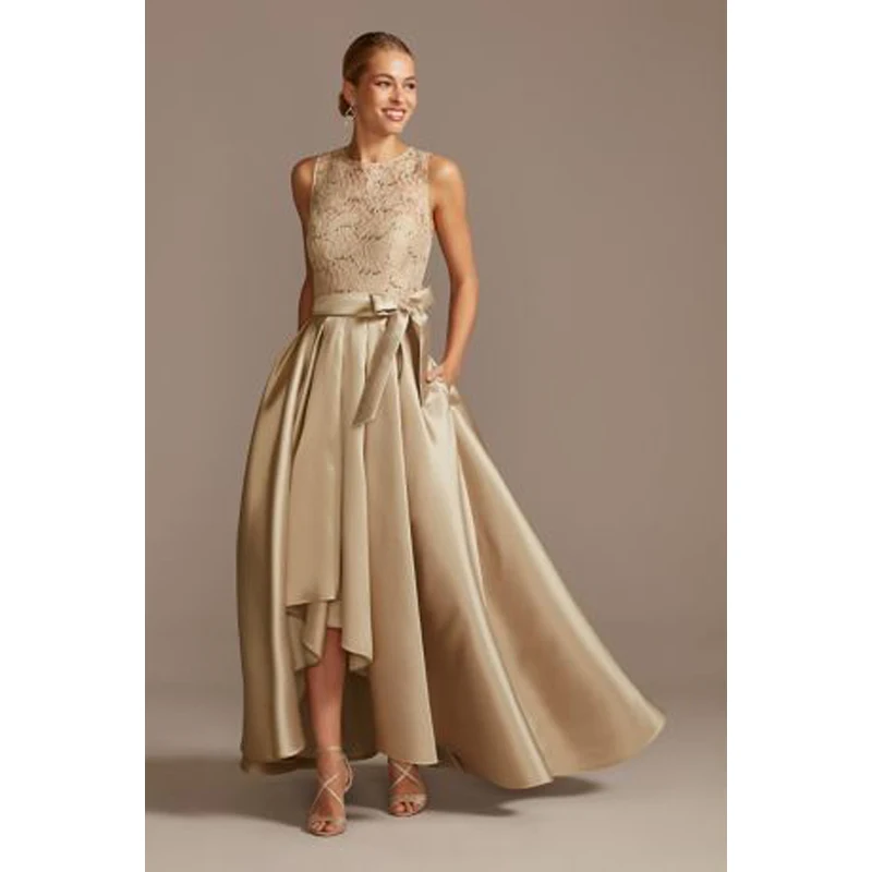 

Блестками трапециевидной формы с американской проймой и асимметричным подолом без рукавов, с завязками на бант драгоценный камень вечерние платья драпированные застёжка-молния 2021 новый дизайн модное платье цвета шампанского