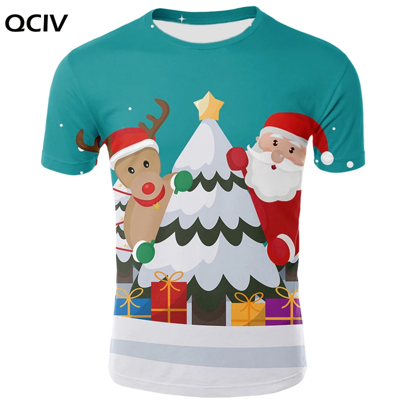 

3D Funny T shirts Elk and Santa Claus Printed Tshirt boy/girl kids Summer O-Neck Short Sleeve 3D Christmas T shirt