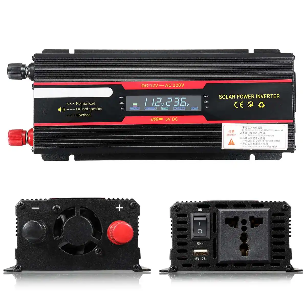Автомобильный инвертор 12V 220V 6000W верхушкой с солнечной Мощность ЖК-дисплей